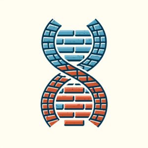 A double helix with bricks overlaid to help demonstrate the intertwined nature of science and real estate investments