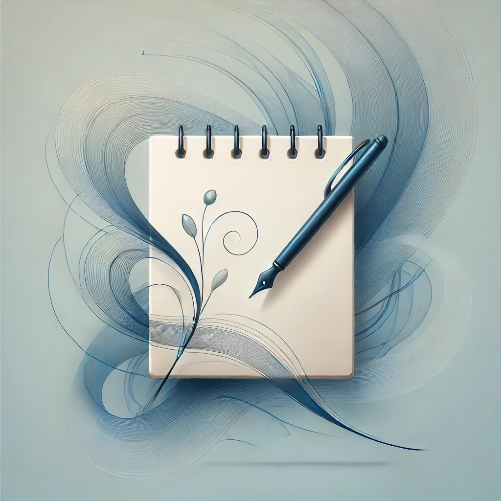 A wispy journal and pen, representing opinion and free-form thought